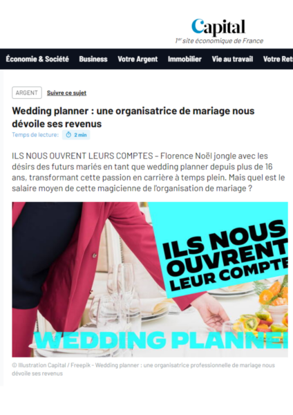 reportage sur le salaire des wedding planners